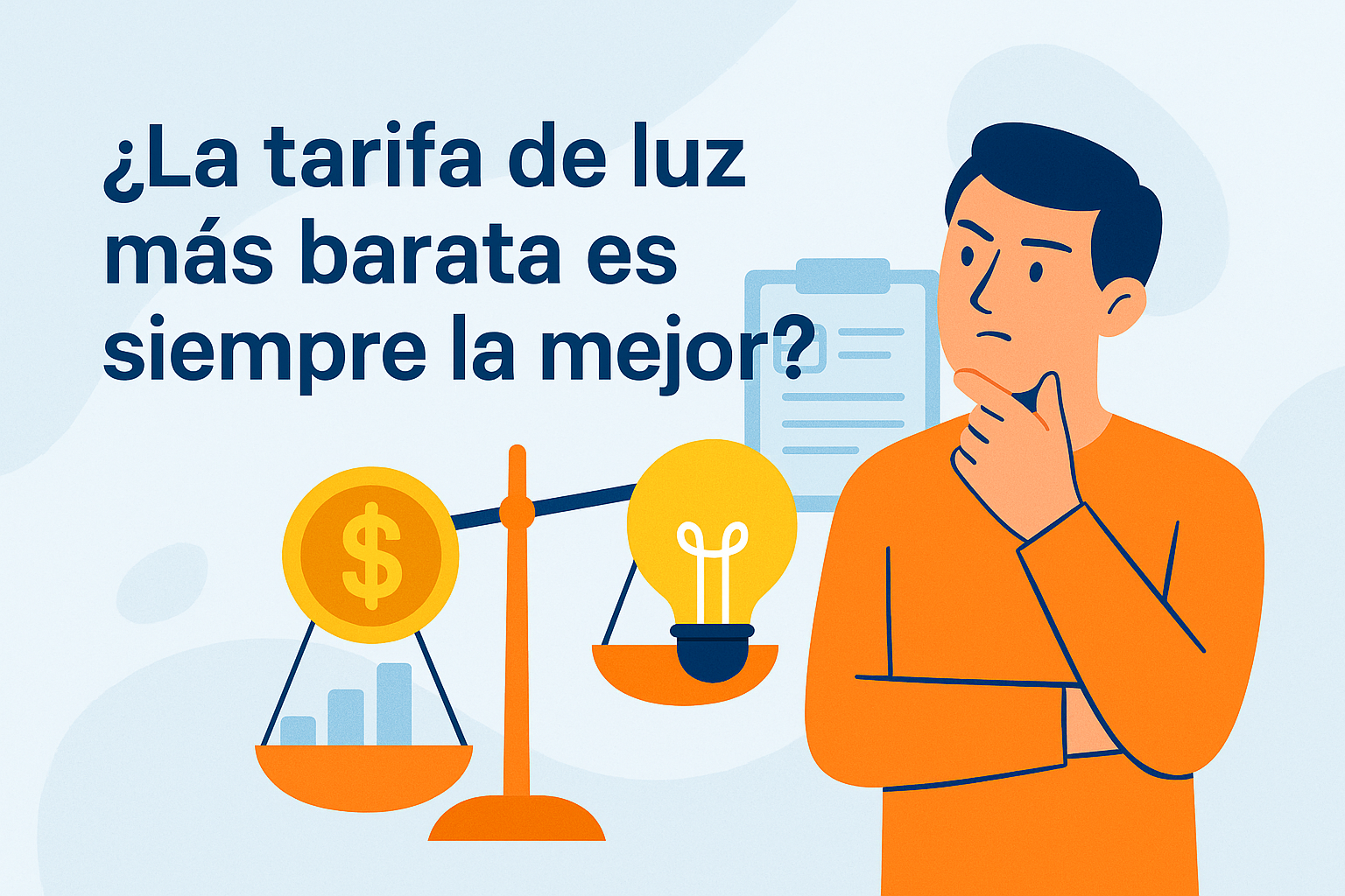 Hombre evaluando si la tarifa eléctrica más barata es la opción adecuada